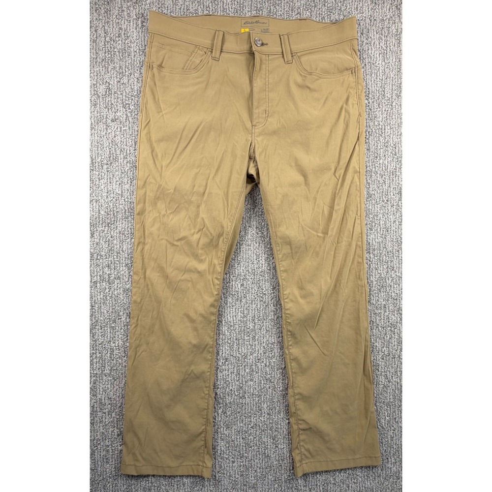 Eddie Bauer Travex Pants Mens 36x30 Tan Stretch Nylon Travel Hiking 11807903